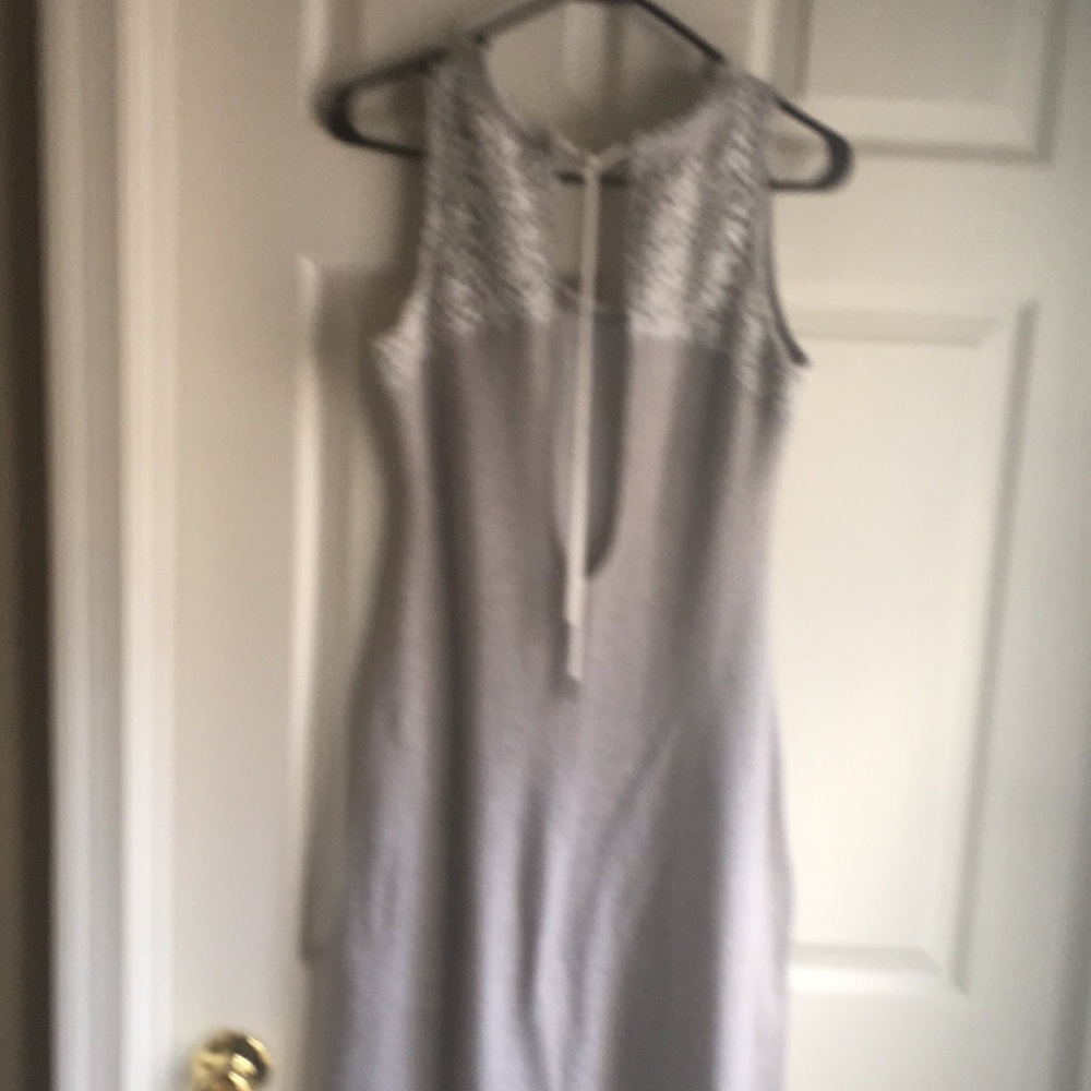 Guess Light Gray Lace Midi Dress